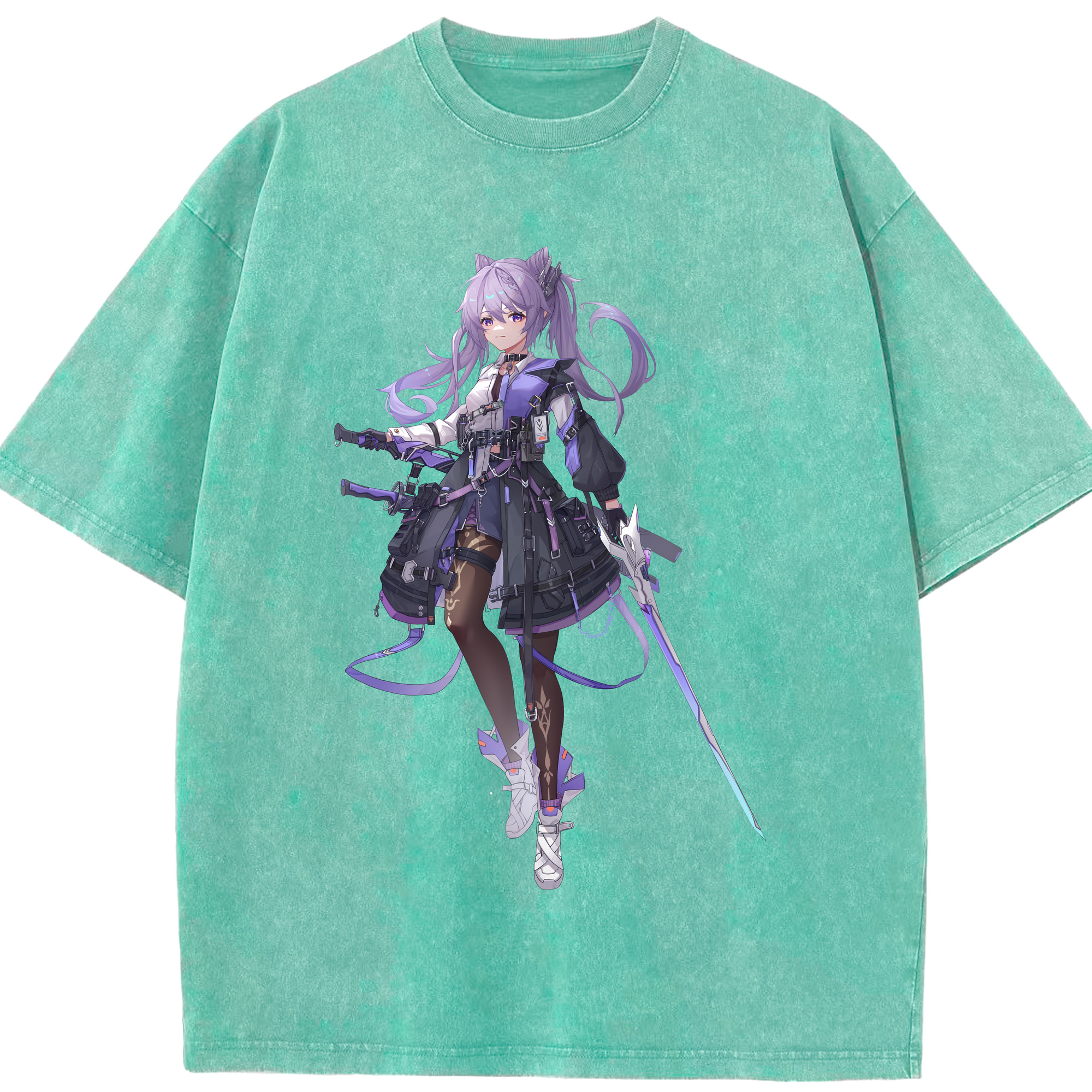 げんし神 刻晴 こくせい genshin Kokusei 綿100% ヴィンテージ風 半袖Tシャツ（フロントプリント）